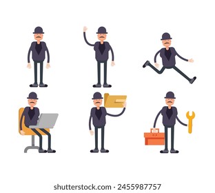 old man characters set in various poses vector illustration