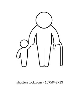 Old man with child icon. Element of family for mobile concept and web apps icon. Outline, thin line icon for website design and development, app development
