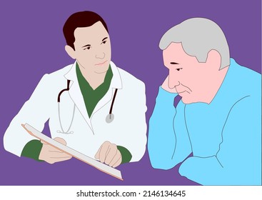 Old Man Consulting Doctor About His Stock Vector (Royalty Free ...