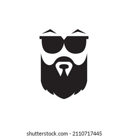 Old Man Cool Face With Beard And Sunglasses Logo Design, Vector Graphic Symbol Icon Sign Illustration