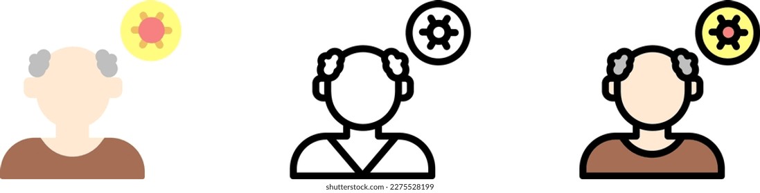 Old man, coronavirus vector icon in different styles. Line, color, filled outline