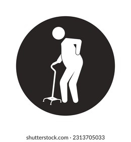 old man with crutches icon vector illustration symbol design