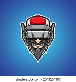 OLD MAN CYBORG MASCOT LOGO