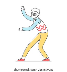 Old Man Dancing Flat Vector Illustration Stock Vector (Royalty Free ...