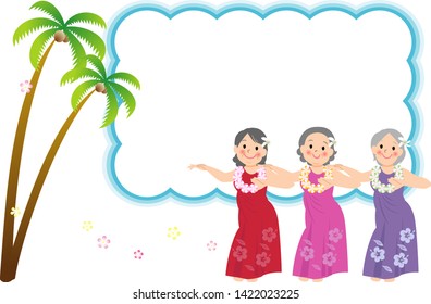 An old man dancing hula and a balloon