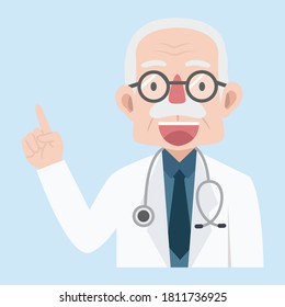 old man doctor with stethoscope vector