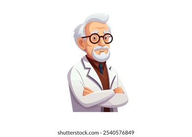 old man doctor vector flat minimalistic isolated