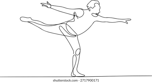 Homem velho fazendo ginástica. Oldman conceito exercício desenho de uma linha. uma linha Ícone desenho
