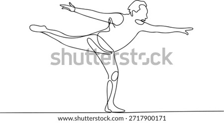 Old man doing gymnastics. Oldman exercise concept one-line drawing. one line Icon drawing
