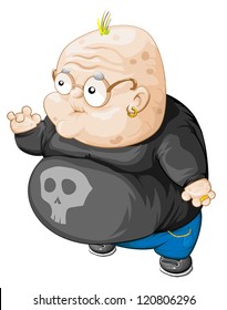 An old man dressed like a punk. The isolated vector illustration.