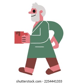 Old man in dressing gown design element for website, application, printing, document, poster design, etc.