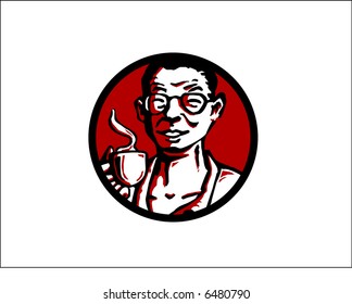 Old Man drink coffee