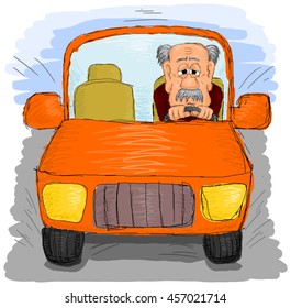 Old Man Driving Old Car Stock Vector (Royalty Free) 457021714 ...