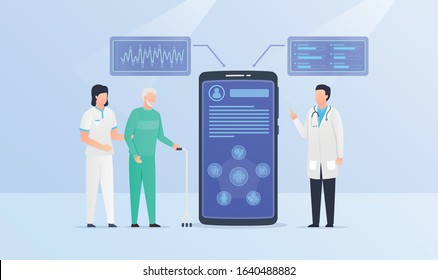 old man elder health medical analysis with doctor