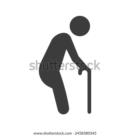 Old Man Elderly Icon Black and White Vector Graphic
