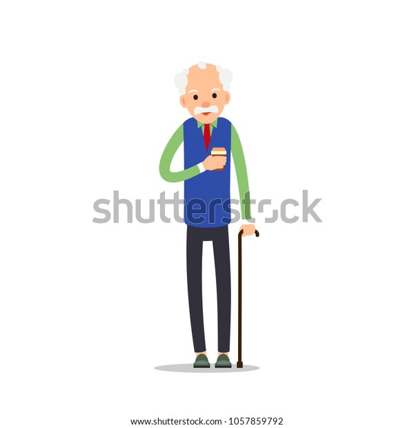 Old Man Elderly Man Standing Leaning Stock Vector (Royalty Free) 1057859792