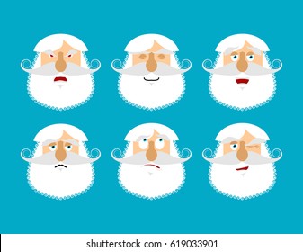 Old man emoji. emotion set. Aggressive and good grandfather face. Surprised and sleep. senior with gray beard avatar collection
