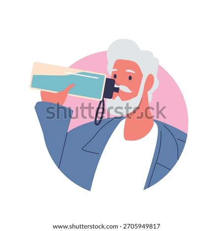Old man enjoying drink time