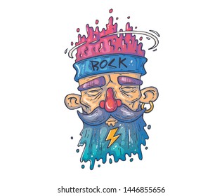 old man face. Cartoon illustration for print and web. Character in the modern graphic style.