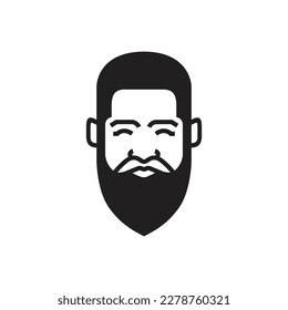 viejo cara cabeza barba estilo de peinado diseño de logotipo redondeado moderno vector