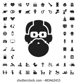 Old man face icon illustration isolated vector sign symbol