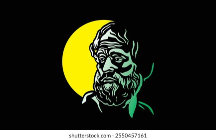 Un logotipo de la cara del viejo hombre, silueta de las Ilustraciones vectoriales de la cara del gran padre