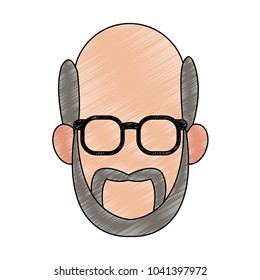 Old man faceless with glasses