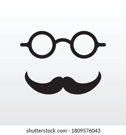 Old man faces moustaches and eyeglasses icon vector illustration