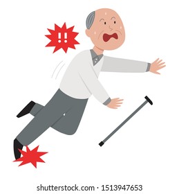 Old Man Falling Accident Character Design Stock Vector (Royalty Free ...