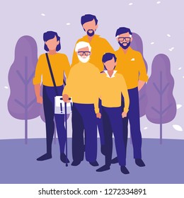 Old man and family design