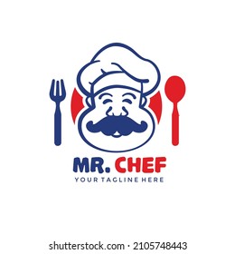 Old Man fat chef mascot logo. Fast food restaurant logo