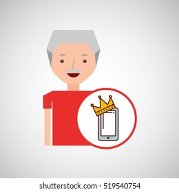 old man fathers day gift smartphone vector illustration eps 10