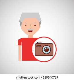 old man fathers day gift camera vector illustration eps 10