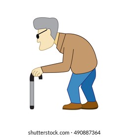 Old man in flat cartoon style