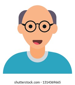 Old man flat icon design, grandfather concept 