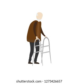 Old man in flat style. Vector graphics