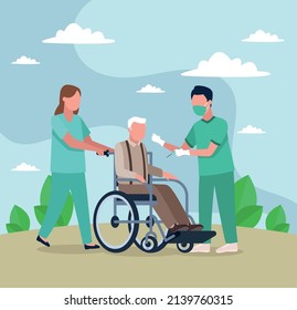 old man with geriatric medics characters