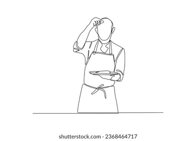 Old man give seasoning for cooking. Collection of cartoon man and woman preparing food. Cooking illustration in black and white background. Cartoon character flat vector illustration.