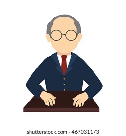 old man glasses age important executive business businessperson man suit silhouette tie vector graphic isolated and flat illustration