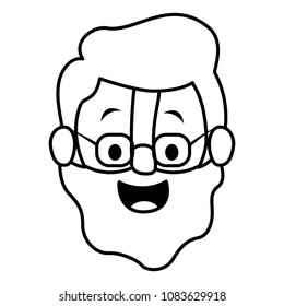 old man with glasses and beard head