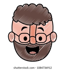 old man with glasses and beard head