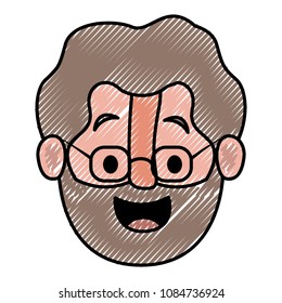 old man with glasses and beard head