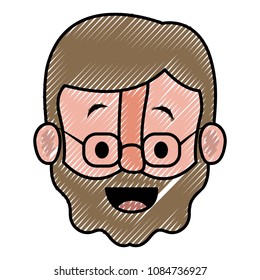 old man with glasses and beard head