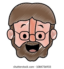 old man with glasses and beard head