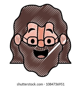 old man with glasses and beard head