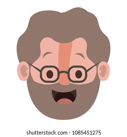 old man with glasses and beard head
