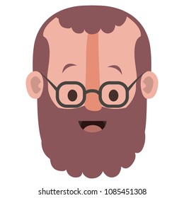 old man with glasses and beard head