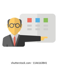 An old man with glasses and lecture board representing professor 