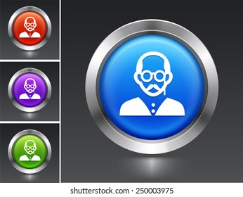 Old Man with Glasses on Color Round Buttons