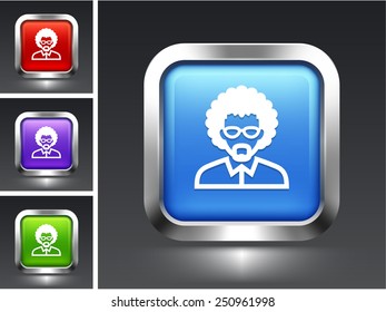 Old Man with Glasses on Color Square Buttons